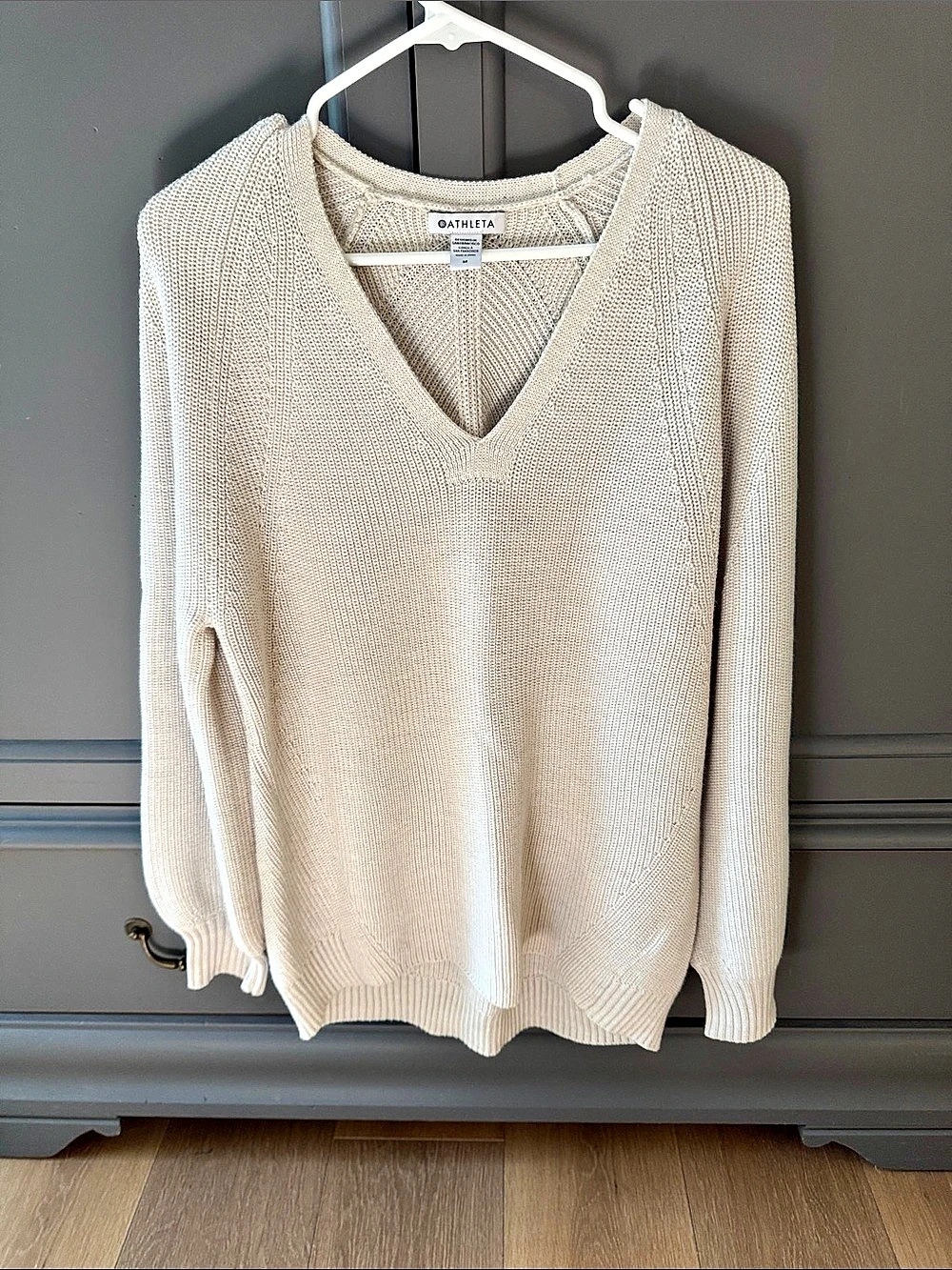 Athleta Hanover V-Neck Sweater Cream